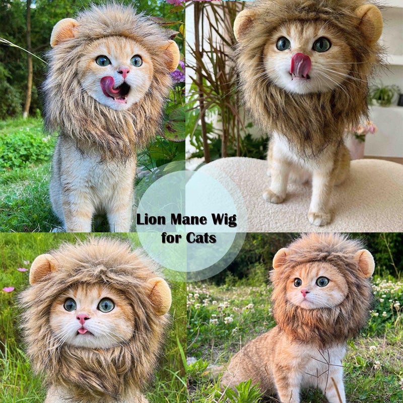 OaaXbbECco Lion Mane Wig for Cat Costume (Light Brown, Medium) - Image 5